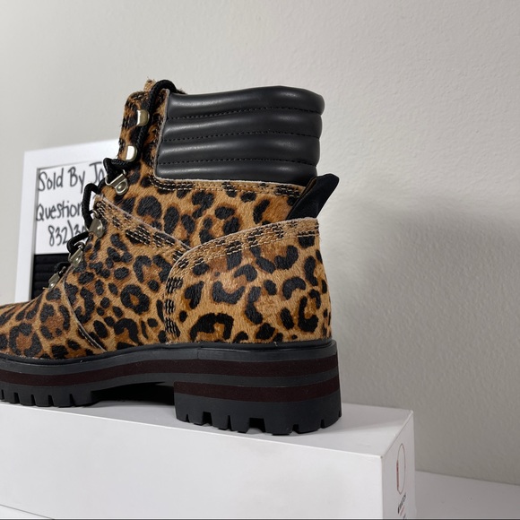 TIMBERLAND LONDON SQUARE HIKER ANKLE BOOTS WOMENS SIZE 6 LEOPARD PRINT BROWN SHE - Picture 9 of 10